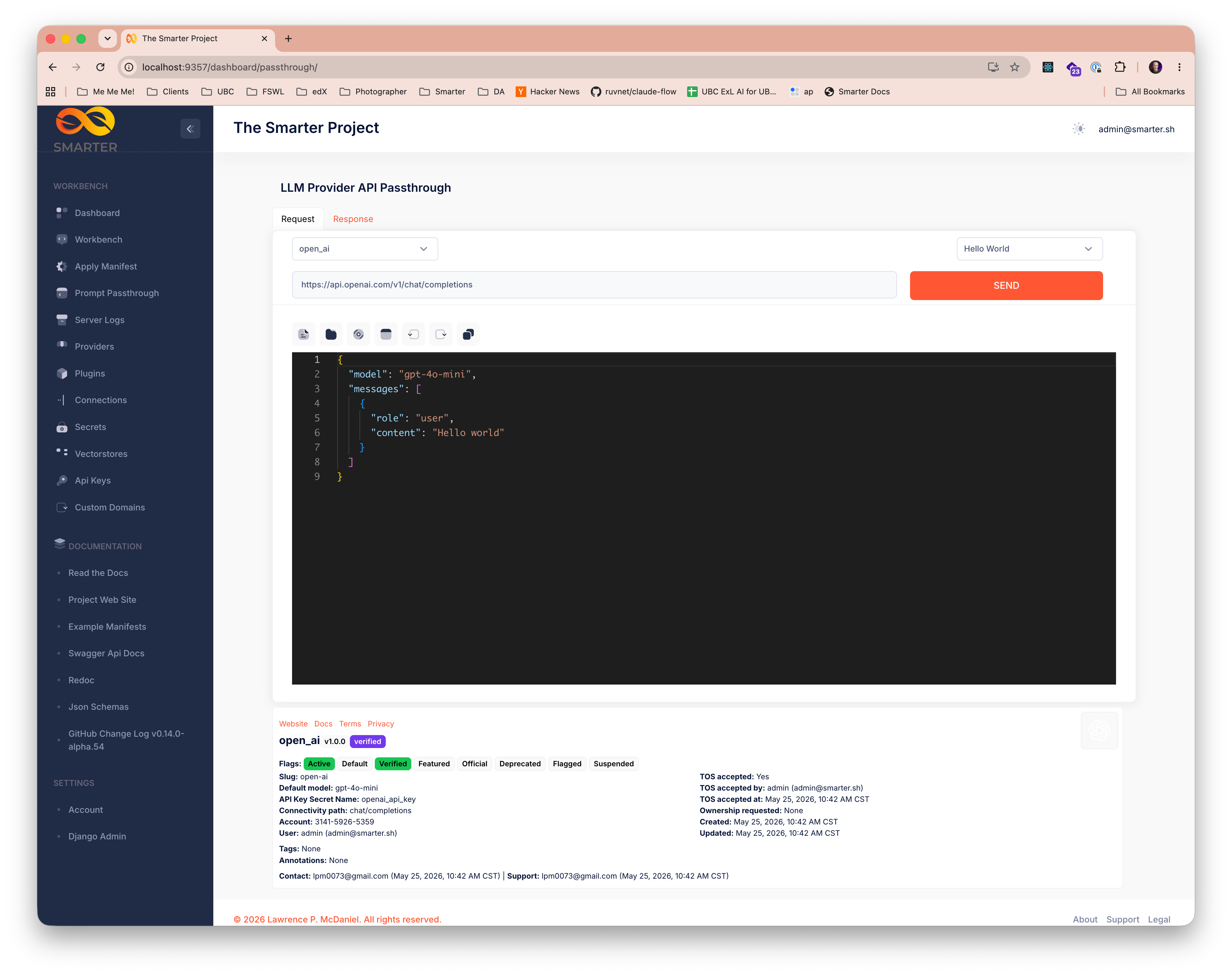 Smarter Dashboard LLM Provider API Passthrough Tool