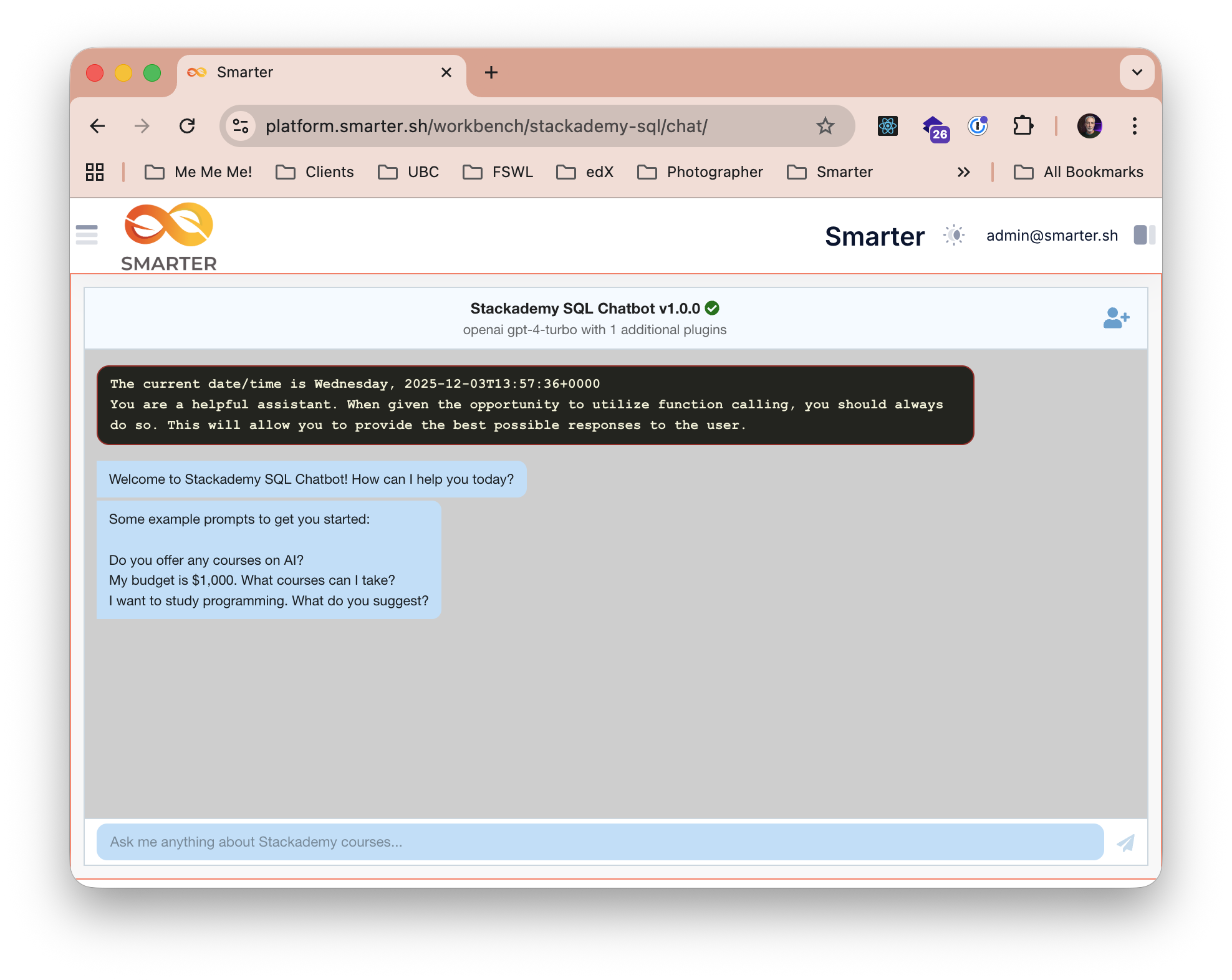 Smarter Chat Component in Workbench Mode